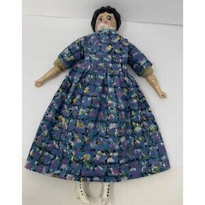 Vintage Antique 18” China Black Hair Porcelain Shoulder Head Hands Boots Doll